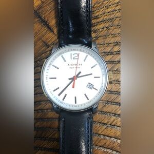 Coach Mens Leather Strap Watch